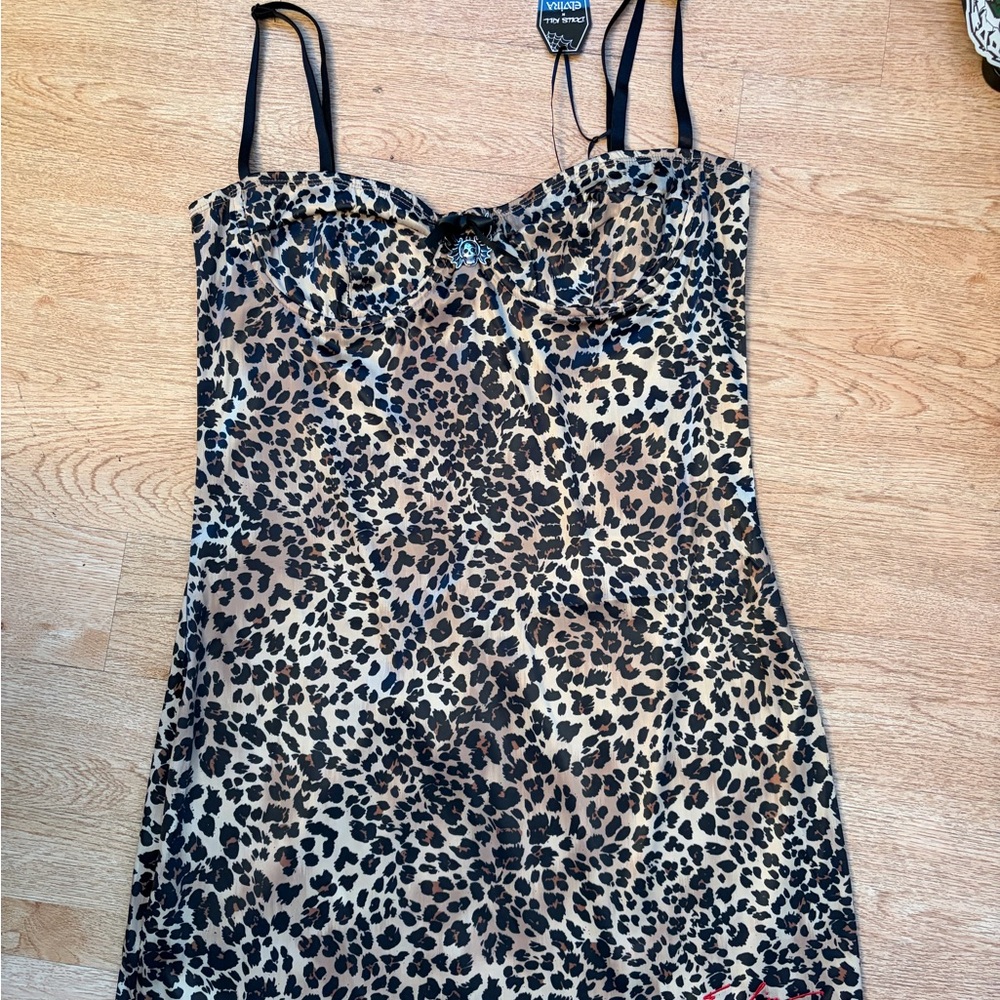 Dolls Kill x Elvira Leopard Print Mini Dress